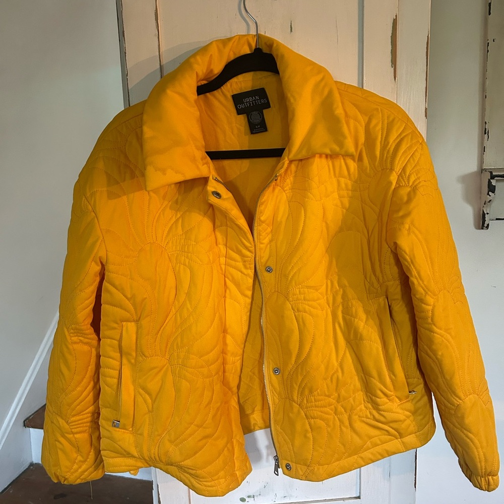 Urban Outfitters Yellow Puffer Jacket Weather-Resistant Casual